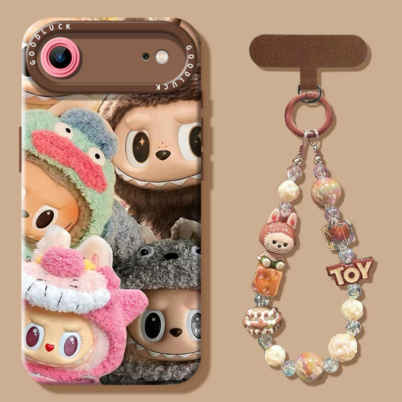Compatible with Apple iPhone 17 Pro Max (New Model) / 16 / 15 Pro Max / 13 Pro / 12 / 12 Pro Max — Cute "Labubu" Design, Full-Coverage Silicone Case with Lanyard Chain. Fresh & Stylish Look. Shockproof Protection. Suitable for Men and Women.