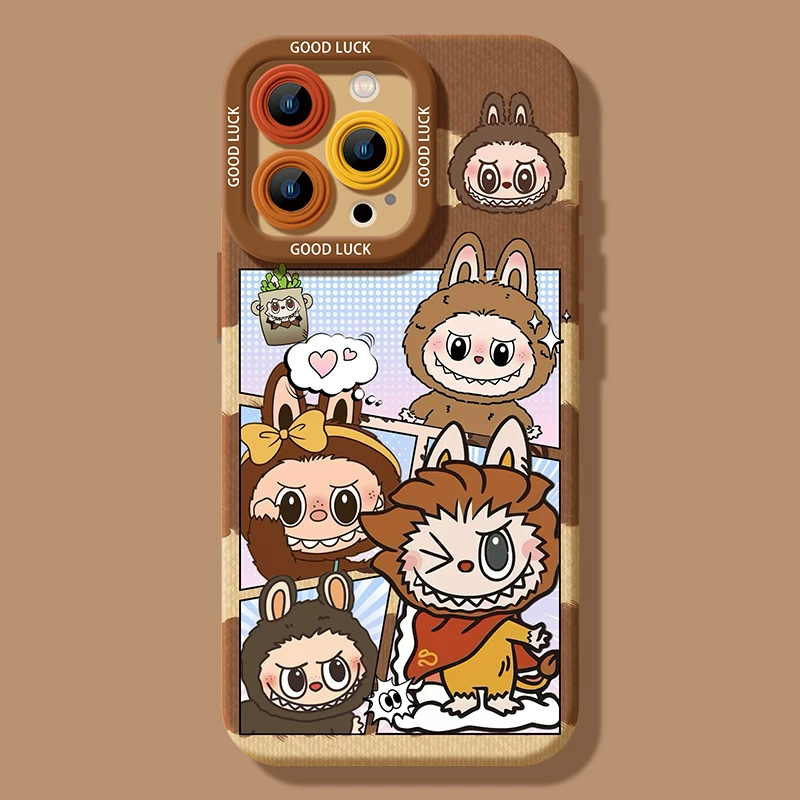 Compatible with Apple iPhone 17 Pro Max (New Model) / 16 / 15 Pro Max / 13 Pro / 12 / 12 Pro Max — Cute "Labubu" Design, Full-Coverage Silicone Case with Lanyard Chain. Fresh & Stylish Look. Shockproof Protection. Suitable for Men and Women.